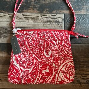 Vera Bradley Red and White Paisley Quilted Crossbody/Shoulder bag